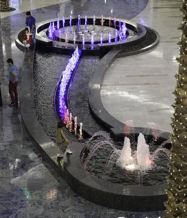 water fountain with lights