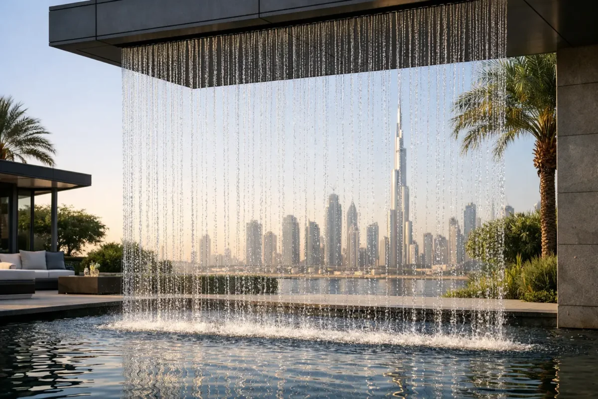 Rain Curtain Water Feature Design for Dubai