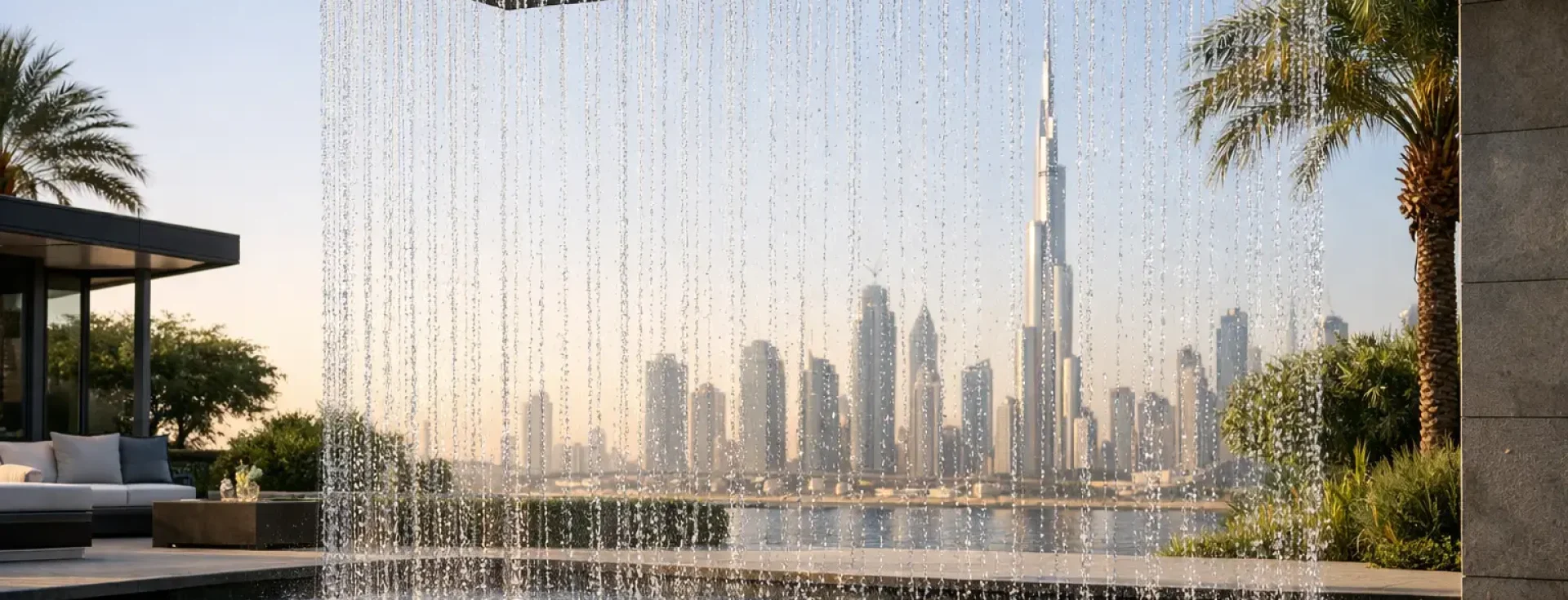 Rain Curtain Water Feature Design for Dubai
